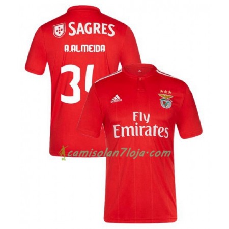 Camisola Benfica Andre Almeida 34 1º Equipamento 2018/19 Manga Curta